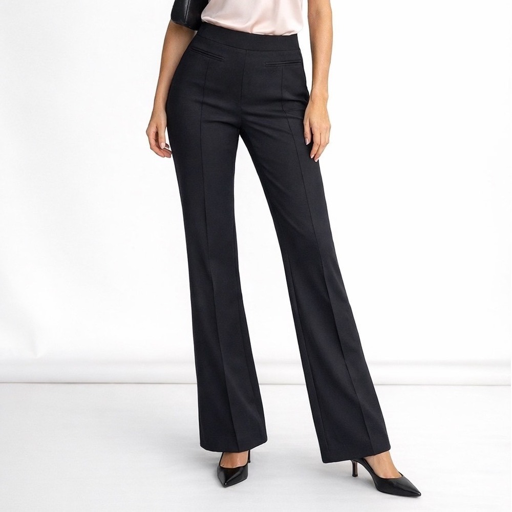 Vintage Y2K Tark 1 Paris Flare Dress Pants Sz T4 Black Pintuck Mid Rise US 8/M